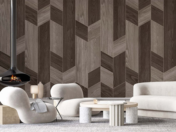 Brown Beige Wooden Shapes Wall Mural AM104 - CostaCover - Peel and stick Removable Wallpaper - about walls - Abstract - abstract lines