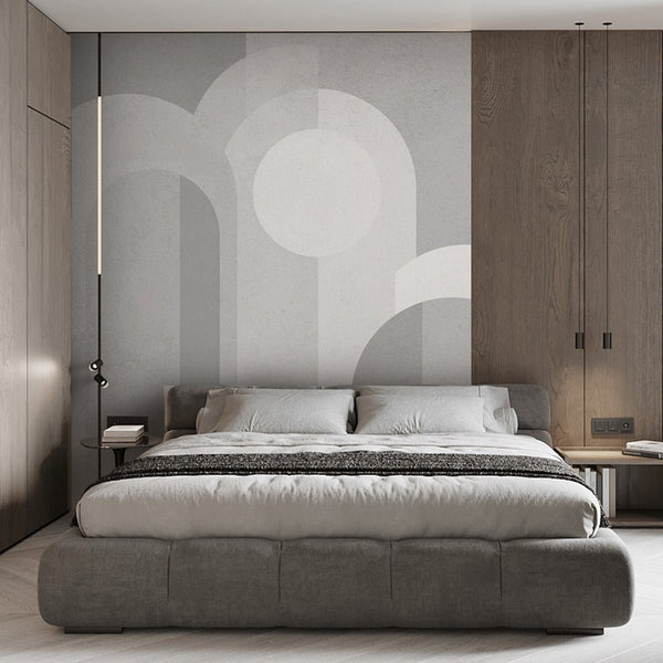 Gray Geometric Shapes Wall Mural AM002 - CostaCover - Peel and stick Removable Wallpaper - about walls - Abstract - abstract arches