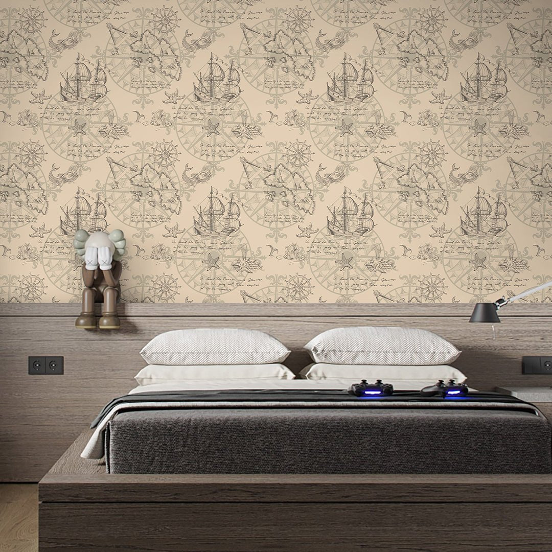 Vintage Nautical Map Wallpaper A091