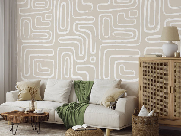 Boho Large Lines Wallpaper W043 - CostaCover - Peel and stick Removable Wallpaper - Abstract - abstract lines - abstract wall art