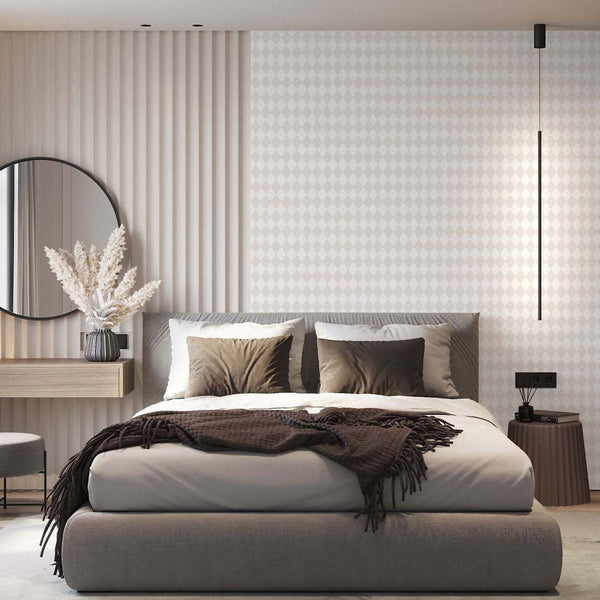 Pastel Beige Rhombus Wallpaper S028 - CostaCover - Peel and stick Removable Wallpaper - abstract wallpaper - accent wallpaper - adhesive wallpaper