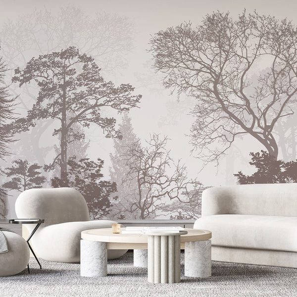 Retro Brown Forest Wall Mural AM039 - CostaCover - Peel and stick Removable Wallpaper - about walls - Abstract - abstract lines