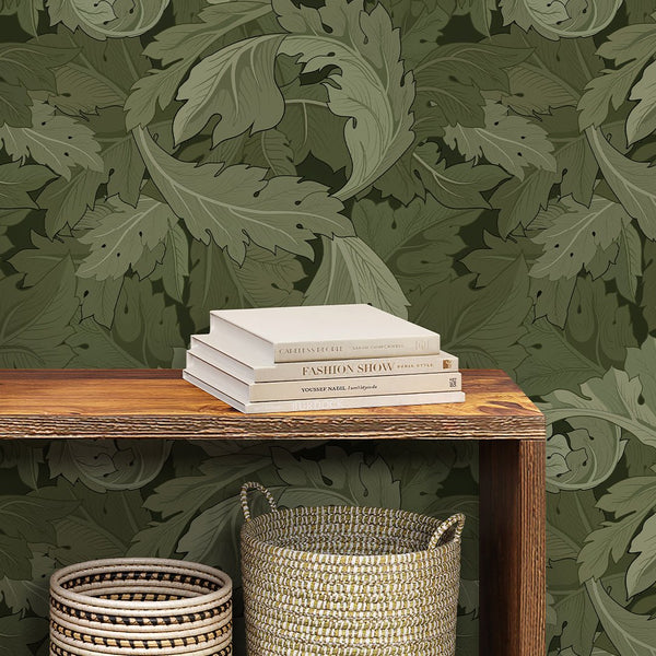 Olive Acanthus by Morris Wallpaper W117 - CostaCover - Peel and stick Removable Wallpaper - abstract floral - abstract wallpaper - accent wallpaper