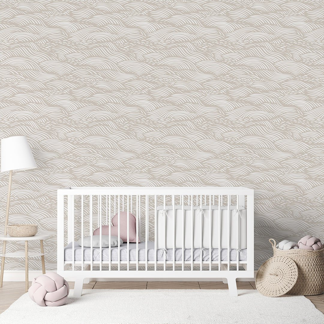 Beige Waves Wallpaper A096