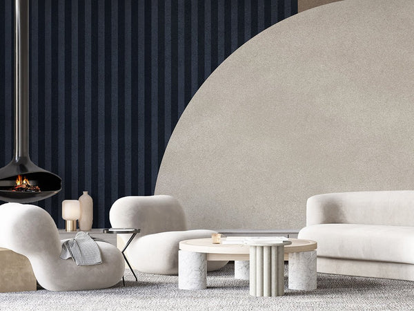 Dark Blue Stripes & Beige Wall Mural AM048 - CostaCover - Peel and stick Removable Wallpaper - Abstract - Abstract Beige Gold Stripes Waves Removable Wallpaper near me - abstract lines