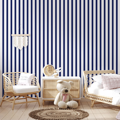 Navy Blue Stripes Wallpaper S012