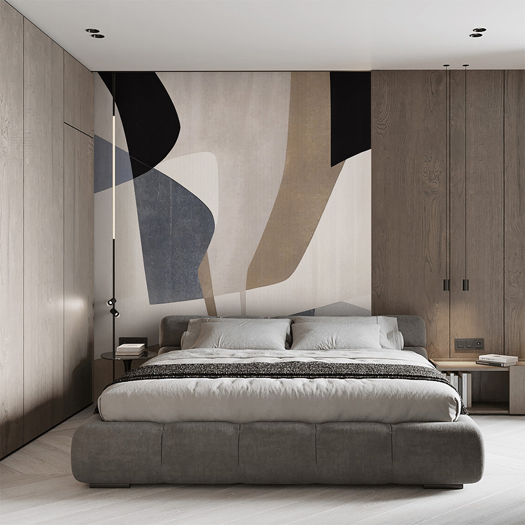Beige Gray Shapes Wall Mural AM158