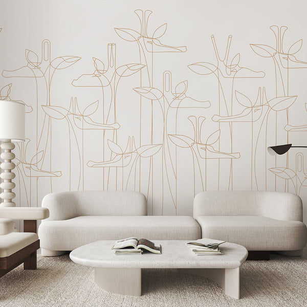 Giraffe Line Art Wall Mural CCM210