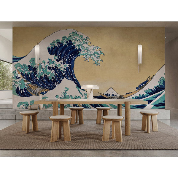 Vintage Japanese Wave Wall Mural AM163 - CostaCover-Peel and stick Removable Wallpaper-accent wallpaper-adhesive wallpaper-bathroom wallpaper