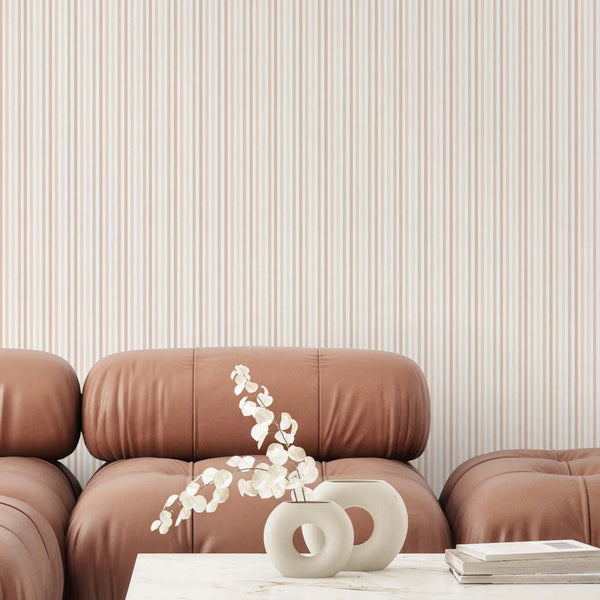 Pastel Peach Stripes Wallpaper S004 - CostaCover - Peel and stick Removable Wallpaper - abstract wallpaper - accent wallpaper - adhesive wallpaper