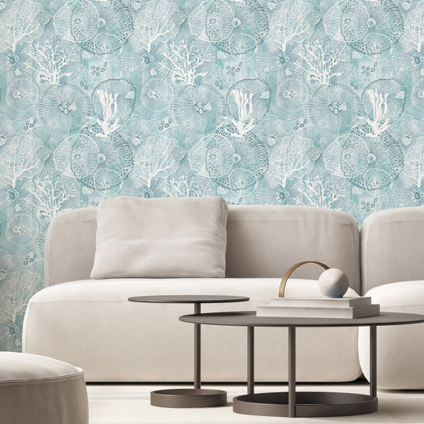 Aqua Blue Coral Wallpaper A116