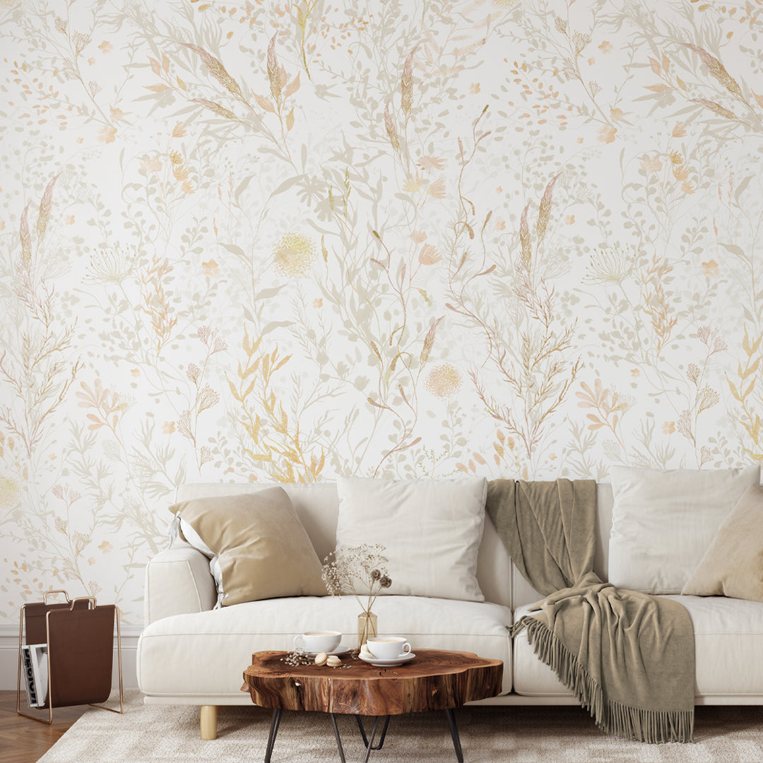 Beige & Gold Effect Floral Self Adhesive Wallpaper W052