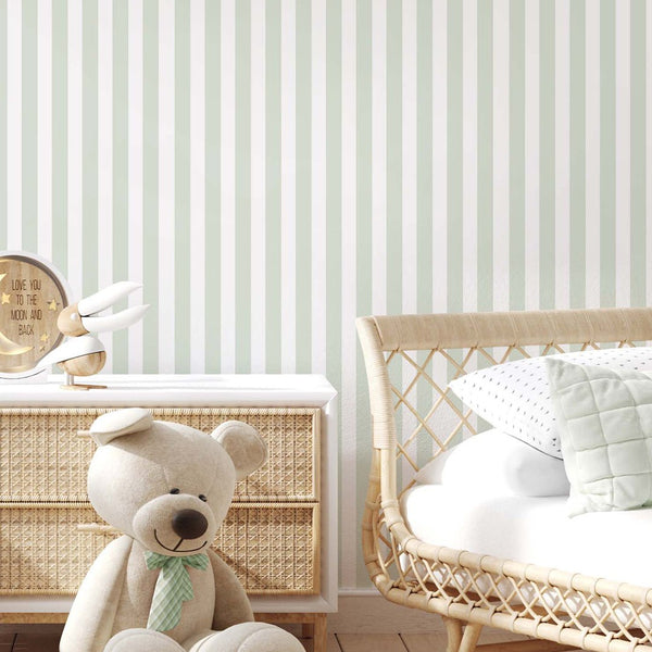 Light Green Stripe Wallpaper S017 - CostaCover - Peel and stick Removable Wallpaper - abstract wallpaper - accent wallpaper - adhesive wallpaper