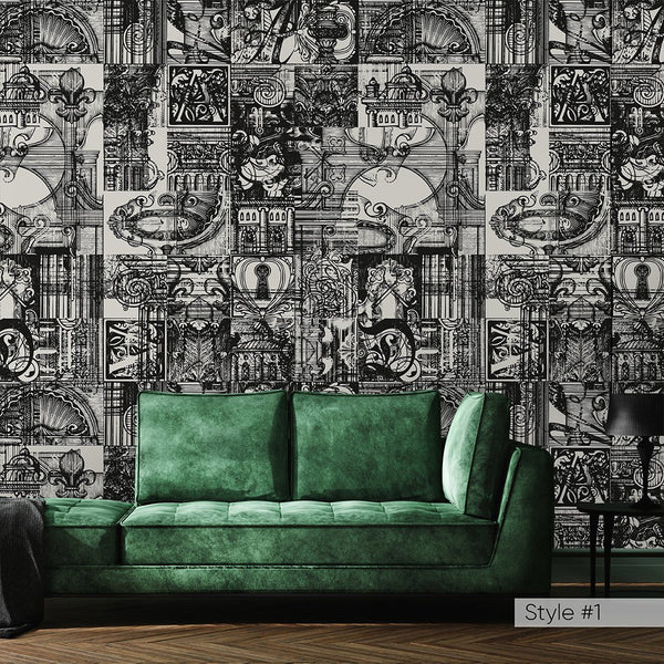 Architecture Sketches Wallpaper CC314 - CostaCover - Peel and stick Removable Wallpaper - Abstract - Abstract Labyrinth Lines - abstract lines