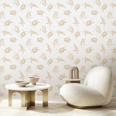 Beige Sea Turtle Wallpaper A120