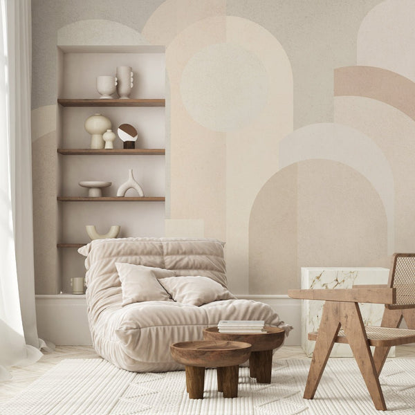 Beige Geometric Shapes Wall Mural AM003 - CostaCover - Peel and stick Removable Wallpaper - about walls - Abstract - abstract arches