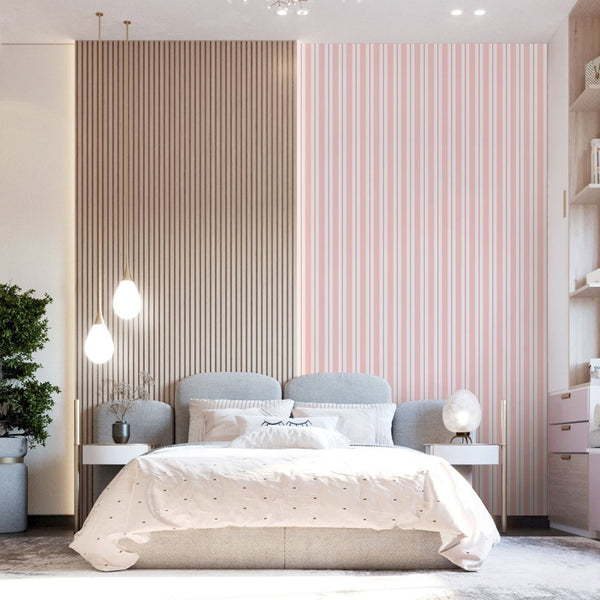 Pink Vertical Stripes Wallpaper S013 - CostaCover-Peel and stick Removable Wallpaper-accent wallpaper-adhesive wallpaper-baby bedroom