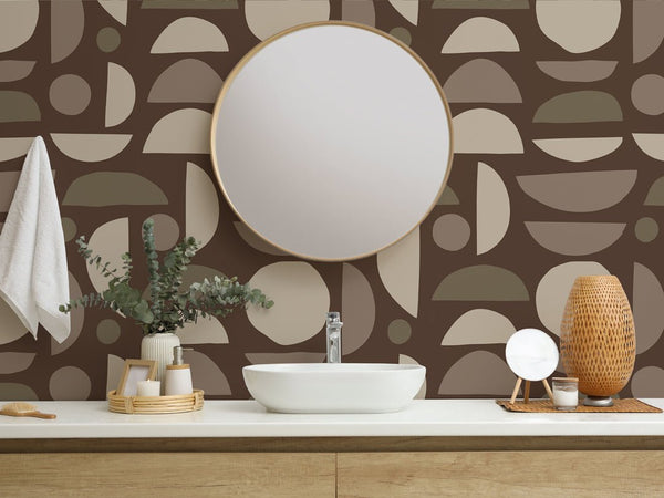 Boho Brown Stones Wallpaper W026 - CostaCover - Peel and stick Removable Wallpaper - Abstract - abstract wall art - abstract wallpaper