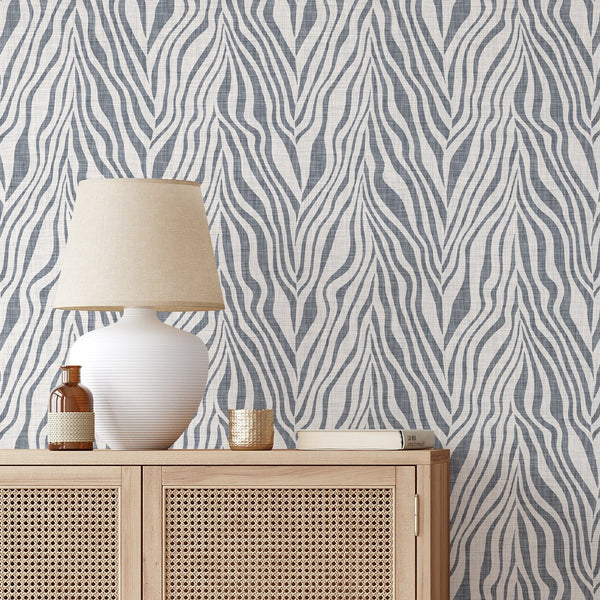 Abstract Blue Zebra Grasscloth Wallpaper CG019 - CostaCover - Traditional Wallpaper - Abstract - abstract floral - Abstract Labyrinth Lines