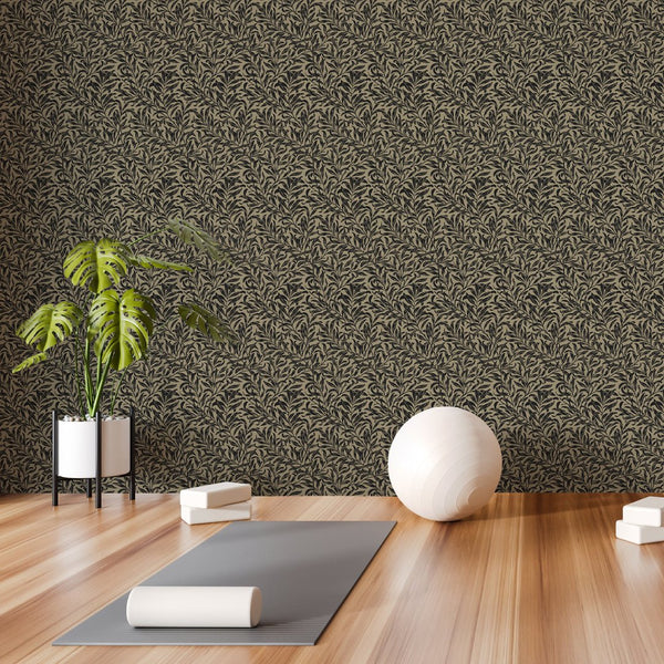 Beige & Black Willow Bough by Morris Wallpaper W094 - CostaCover - Peel and stick Removable Wallpaper - abstract wall art - abstract wallpaper - accent wallpaper