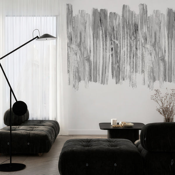 Gray White Brushstroke Wall Mural AM190
