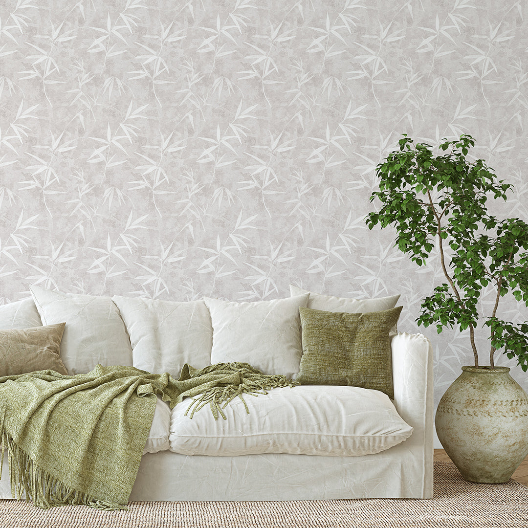 Beige Bamboo Leaves Wallpaper CC362