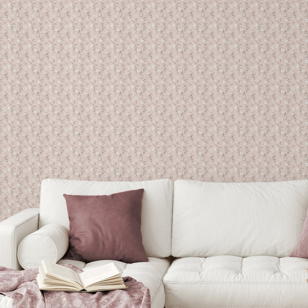 Blush Pink Wildflowers Wallpaper L076