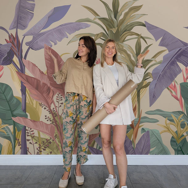 Colorful Tropical Banana Leaves Wall Mural CCM138 - CostaCover - Peel and stick Removable Wallpaper - banana leaves - Banana leaves wallpaper - botanical