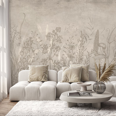 Beige Vintage Wildflowers Wall Mural CCM208