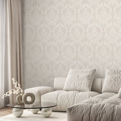 Beige Classic Damask Wallpaper A031