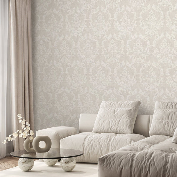 Beige Classic Damask Wallpaper A031 - CostaCover - Peel and stick Removable Wallpaper - abstract wallpaper - accent wallpaper - adhesive wallpaper