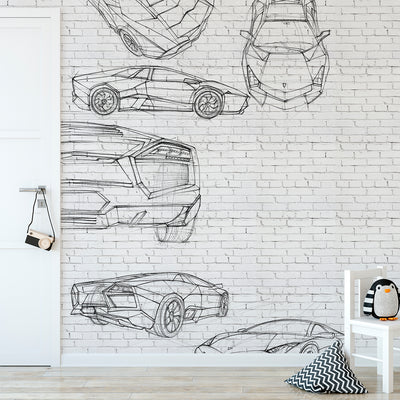 Car Sketch Art Wall Mural CCM191