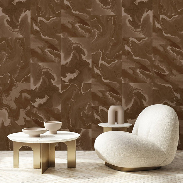 Brown Marble Squares Wall Mural AM035 - CostaCover - Peel and stick Removable Wallpaper - about walls - Abstract - Abstract Labyrinth Lines