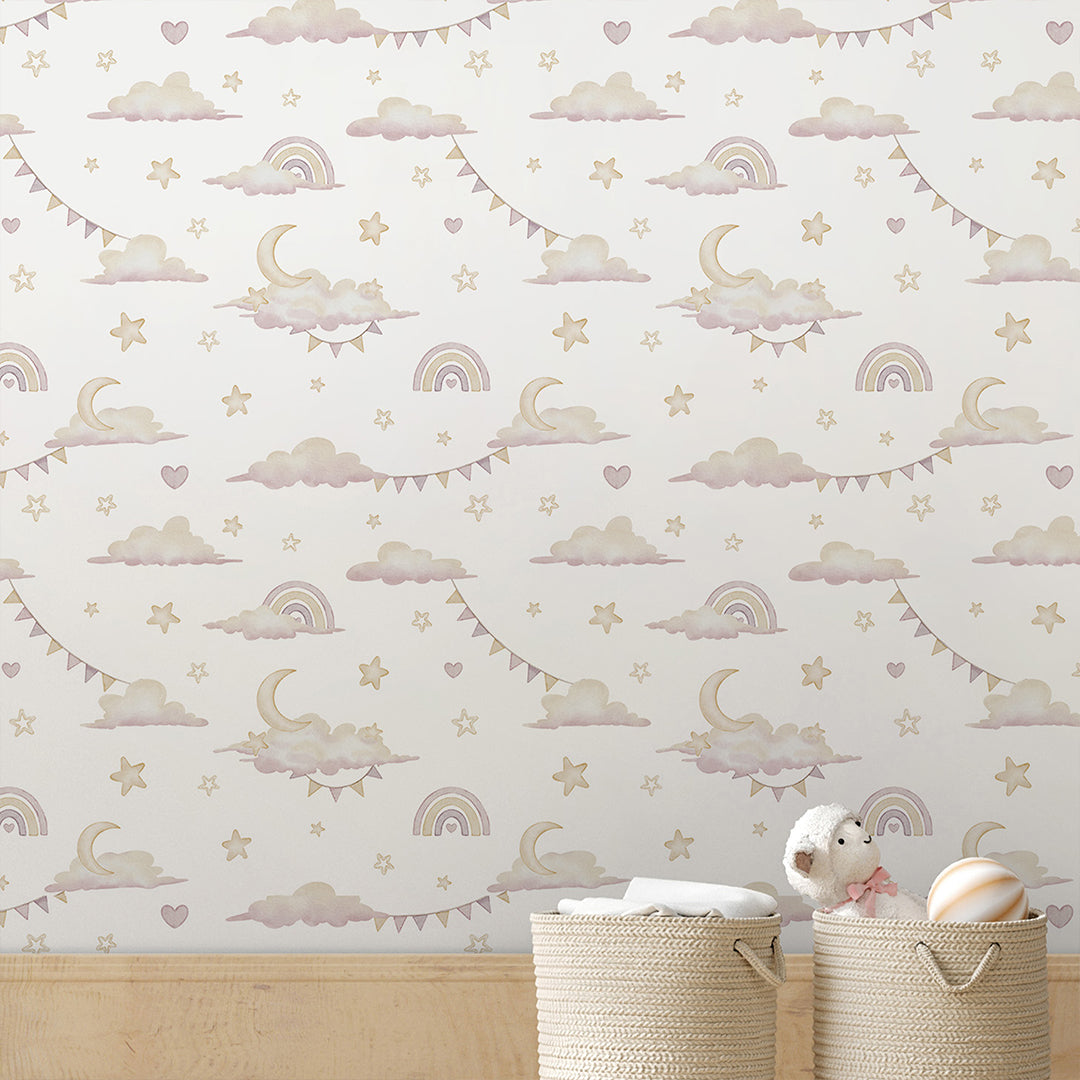 Tiny Rainbows & Clouds Wallpaper A048