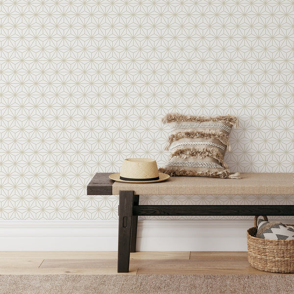 White Beige Prism Wallpaper CC285 - CostaCover - Peel and stick Removable Wallpaper - Abstract - Abstract Labyrinth Lines - abstract lines