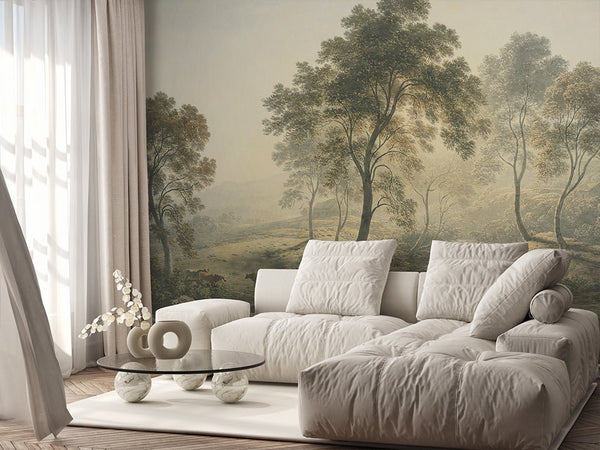 Rural Retro Landscape Wall Mural AM080 - CostaCover - Peel and stick Removable Wallpaper - about walls - abstract paint - abstract wall art