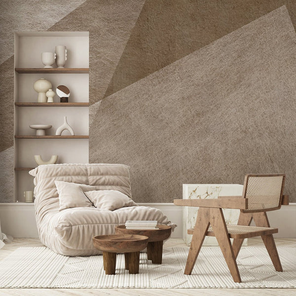 Brown Beige Shapes Wall Mural AM051 - CostaCover - Peel and stick Removable Wallpaper - about walls - Abstract - abstract lines