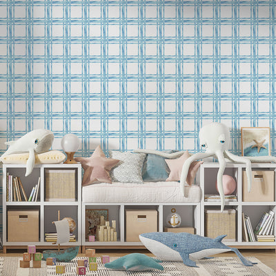 Watercolor Blue Plaid Wallpaper A104