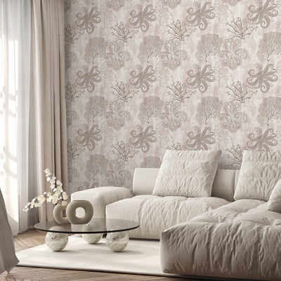 Beige Coral Reef Wallpaper A117