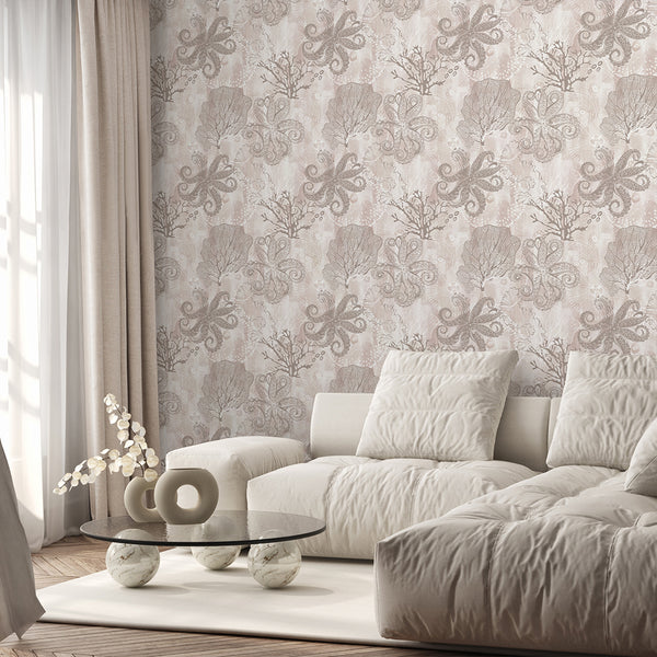 Beige Coral Reef Wallpaper A117