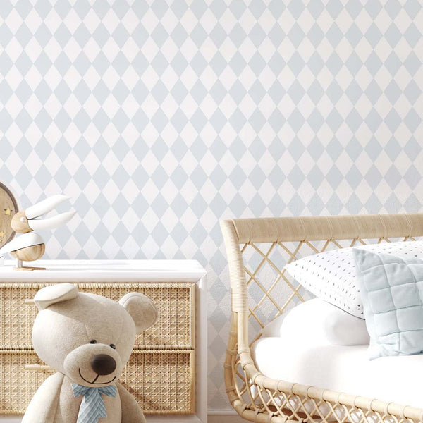 Pastel Blue Rhombus Wallpaper S030 - CostaCover - Peel and stick Removable Wallpaper - abstract wall art - abstract wallpaper - accent wallpaper