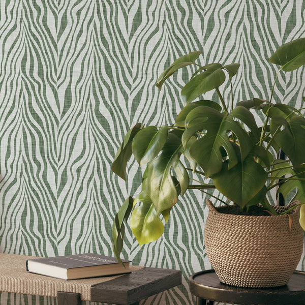 Abstract Green Zebra Grasscloth Wallpaper CG020 - CostaCover - Traditional Wallpaper - Abstract - Abstract Labyrinth Lines - abstract lines