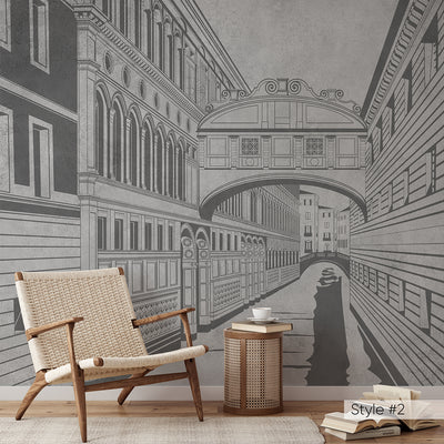 Beige Grey Vintage Streets Wall Mural CCM186