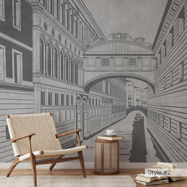 Beige Grey Vintage Streets Wall Mural CCM186 - CostaCover - Peel and stick Removable Wallpaper - Abstract - abstract arches - abstract floral