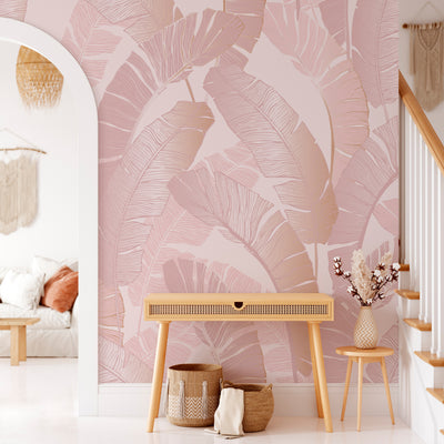 Pink Banana Leaves Wall Mural CCM122