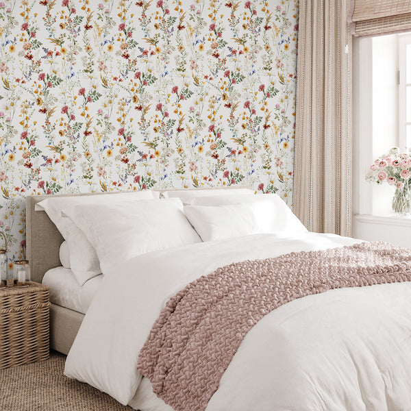 Elegant Red Yellow Wildflowers Wallpaper S074