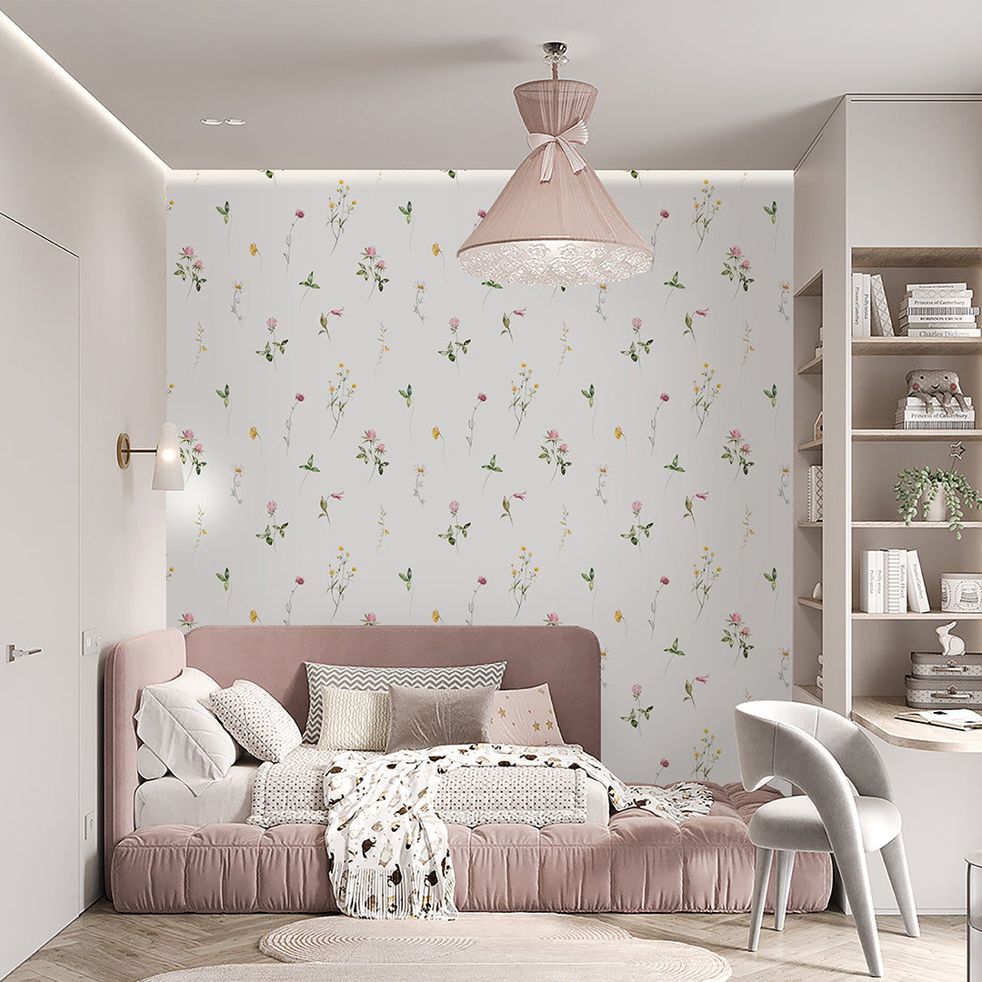 Colored Petite Wildflowers Wallpaper S068