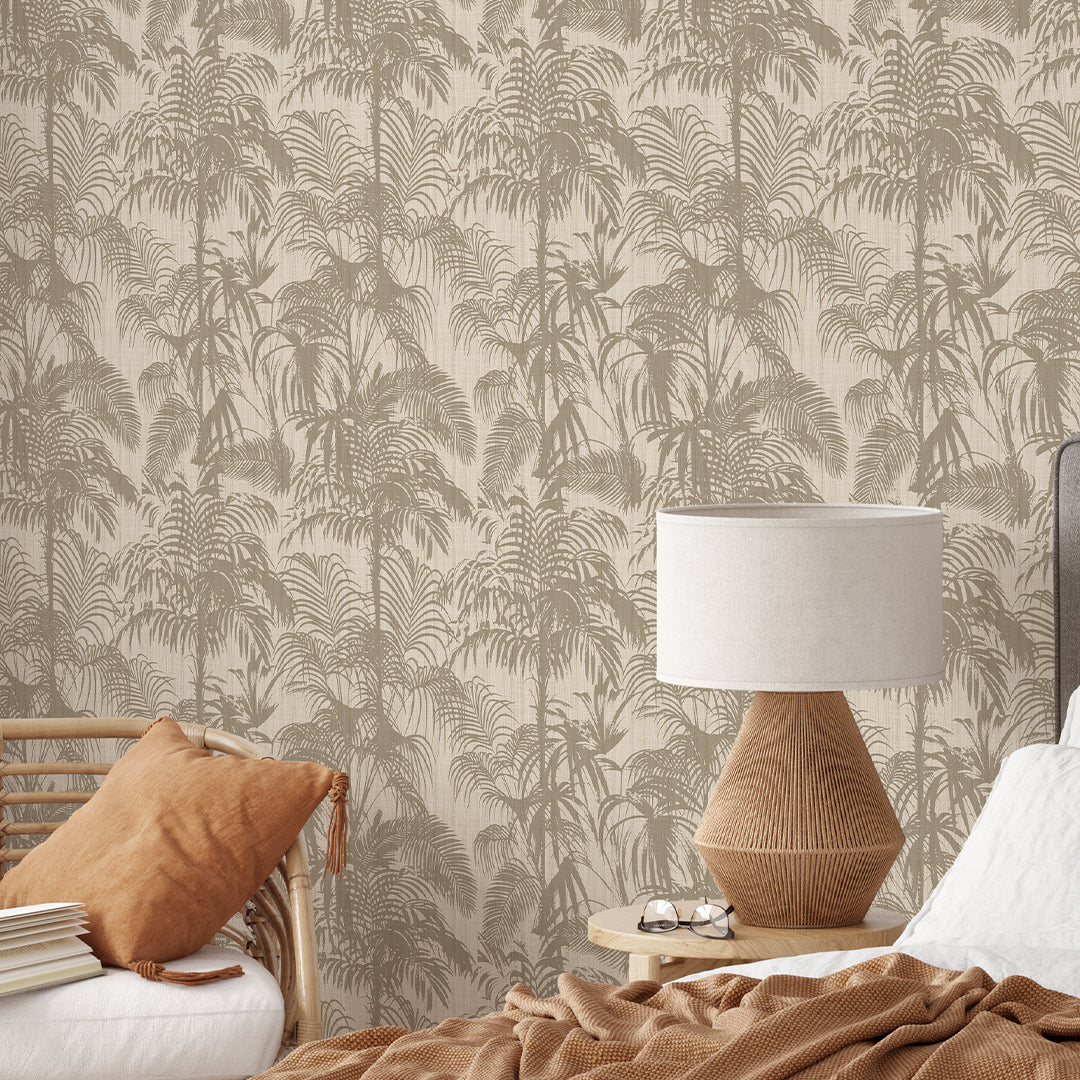 Beige Coastal Palm Wallpaper CC358