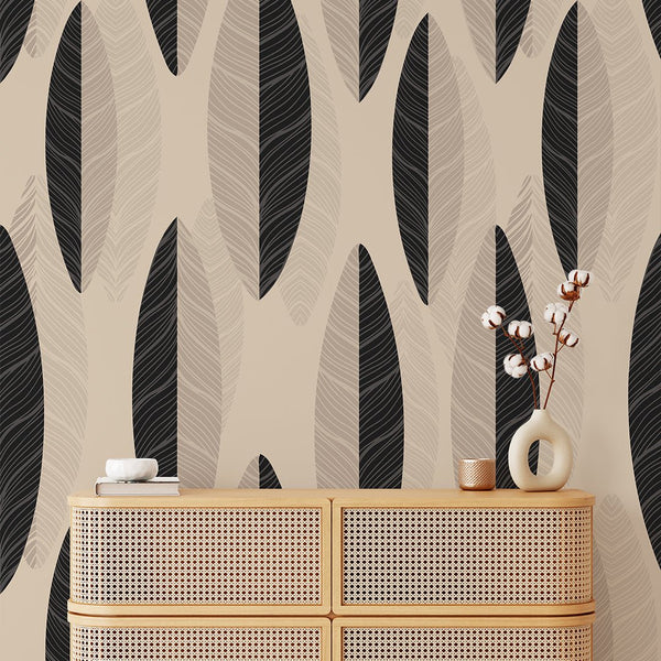 Beige Black Ethnic Wall Mural CCM206 - CostaCover - Peel and stick Removable Wallpaper - Abstract - abstract paint - abstract wall art