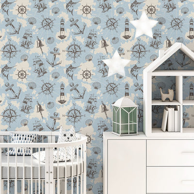 Blue Marine Map Wallpaper A089